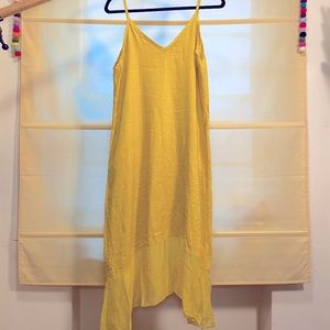 Linen yellow shift dress